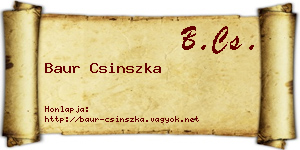 Baur Csinszka névjegykártya